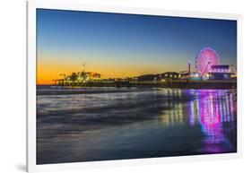 USA, California, Los Angeles, Santa Monica Pier Twilight-Rob Tilley-Framed Photographic Print