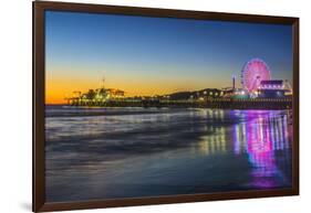 USA, California, Los Angeles, Santa Monica Pier Twilight-Rob Tilley-Framed Photographic Print