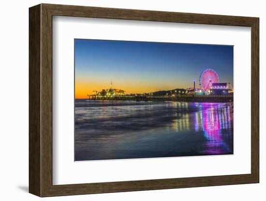 USA, California, Los Angeles, Santa Monica Pier Twilight-Rob Tilley-Framed Photographic Print