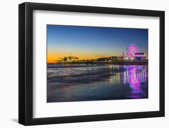 USA, California, Los Angeles, Santa Monica Pier Twilight-Rob Tilley-Framed Premium Photographic Print