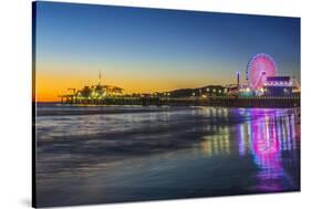 USA, California, Los Angeles, Santa Monica Pier Twilight-Rob Tilley-Stretched Canvas