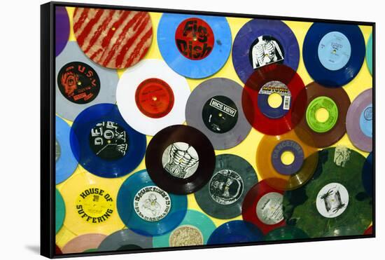 USA, California, Los Angeles. Vinyl 45's at Amoeba Music Store.-Kymri Wilt-Framed Stretched Canvas