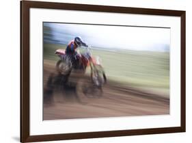 USA, California, Mammoth Lakes. Blur of motocross racer.-Jaynes Gallery-Framed Premium Photographic Print