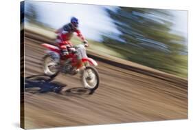 USA, California, Mammoth Lakes. Blur of motocross racer.-Jaynes Gallery-Stretched Canvas