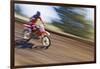 USA, California, Mammoth Lakes. Blur of motocross racer.-Jaynes Gallery-Framed Photographic Print