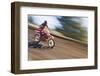 USA, California, Mammoth Lakes. Blur of motocross racer.-Jaynes Gallery-Framed Photographic Print