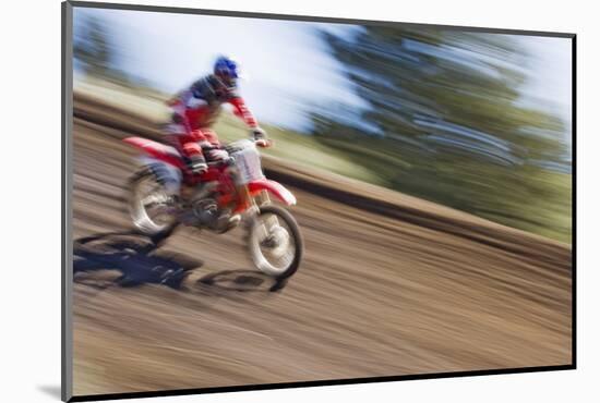 USA, California, Mammoth Lakes. Blur of motocross racer.-Jaynes Gallery-Mounted Photographic Print