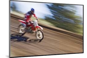 USA, California, Mammoth Lakes. Blur of motocross racer.-Jaynes Gallery-Mounted Photographic Print