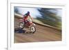 USA, California, Mammoth Lakes. Blur of motocross racer.-Jaynes Gallery-Framed Photographic Print