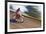 USA, California, Mammoth Lakes. Blur of motocross racer.-Jaynes Gallery-Framed Photographic Print