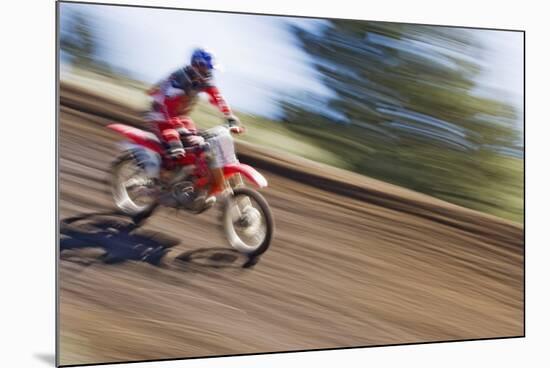 USA, California, Mammoth Lakes. Blur of motocross racer.-Jaynes Gallery-Mounted Photographic Print