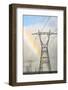 USA, California. Mojave Desert, Antelope Valley, rainbow and Transmission Line from solar farm-Alison Jones-Framed Photographic Print