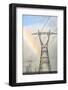 USA, California. Mojave Desert, Antelope Valley, rainbow and Transmission Line from solar farm-Alison Jones-Framed Photographic Print