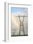 USA, California. Mojave Desert, Antelope Valley, rainbow and Transmission Line from solar farm-Alison Jones-Framed Photographic Print