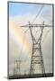 USA, California. Mojave Desert, Antelope Valley, rainbow and Transmission Line from solar farm-Alison Jones-Mounted Photographic Print