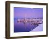 USA, California, Mono Lake. Moonrise over lake tufas.-Jaynes Gallery-Framed Photographic Print