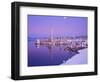 USA, California, Mono Lake. Moonrise over lake tufas.-Jaynes Gallery-Framed Photographic Print