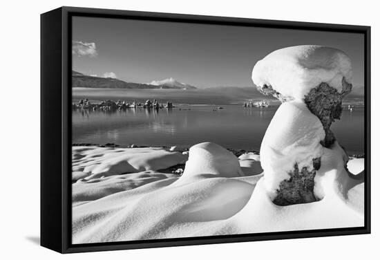 USA, California, Mono Lake. Snow-Covered Tufa-Dennis Flaherty-Framed Stretched Canvas