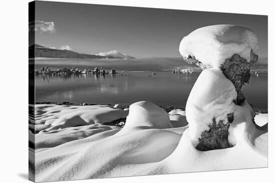 USA, California, Mono Lake. Snow-Covered Tufa-Dennis Flaherty-Stretched Canvas