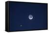 USA, California. Moon, Venus and Pluto in the Night Sky-Dennis Flaherty-Framed Stretched Canvas