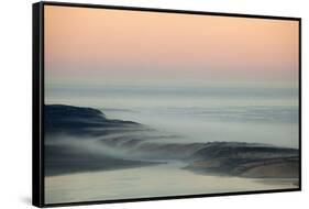 USA, California, Moro Bay. Morning fog on sand dunes and ocean.-Jaynes Gallery-Framed Stretched Canvas