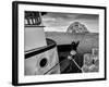 USA, California, Morro Bay, Fishing Boat Pointing at Morro Rock-Ann Collins-Framed Photographic Print