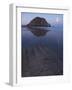 USA, California. Morro Rock reflecting in wet sand at moonrise.-Anna Miller-Framed Photographic Print