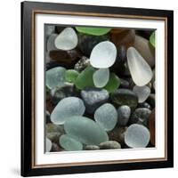 USA, California. Natural sea glass on beach.-Jaynes Gallery-Framed Photographic Print