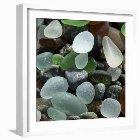 USA, California. Natural sea glass on beach.-Jaynes Gallery-Framed Photographic Print