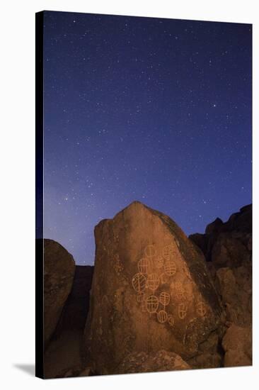 USA, California, Owens Valley. Native American petroglyphs at night.-Jaynes Gallery-Stretched Canvas