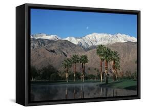 USA, California, Palm Springs, Reflection of San Jacinto Range in Lake-Zandria Muench Beraldo-Framed Stretched Canvas