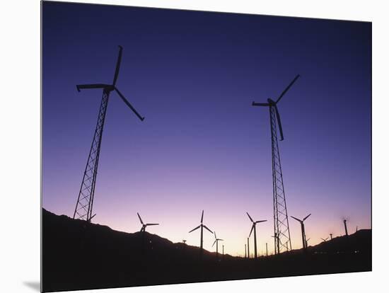 USA, California, Palm Springs, View of Wind Turbines at Sunset-Zandria Muench Beraldo-Mounted Photographic Print