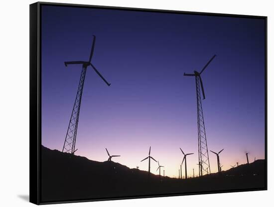 USA, California, Palm Springs, View of Wind Turbines at Sunset-Zandria Muench Beraldo-Framed Stretched Canvas