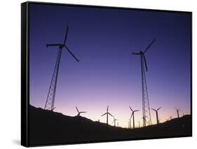 USA, California, Palm Springs, View of Wind Turbines at Sunset-Zandria Muench Beraldo-Framed Stretched Canvas