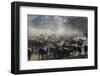 USA, California, Parkfield, V6 Ranch a herd of black and brown cows kicking up dust from the rear-Ellen Clark-Framed Photographic Print