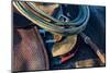 USA, California, Parkfield, V6 Ranch detail of a saddle and lasso-Ellen Clark-Mounted Photographic Print