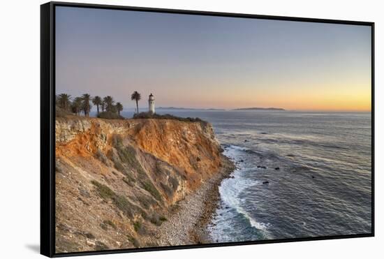 USA, California, Ranchos Palos Verdes. The lighthouse at Point Vicente at sunset.-Christopher Reed-Framed Stretched Canvas