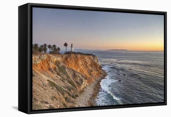 USA, California, Ranchos Palos Verdes. The lighthouse at Point Vicente at sunset.-Christopher Reed-Framed Stretched Canvas