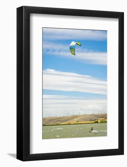 Usa, California, Rio Vista, Sacramento River Delta. Kiteboarder.-Merrill Images-Framed Photographic Print