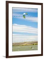 Usa, California, Rio Vista, Sacramento River Delta. Kiteboarder.-Merrill Images-Framed Premium Photographic Print