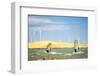 Usa, California, Rio Vista, Sacramento River Delta. Sailboarders with wind turbines.-Merrill Images-Framed Photographic Print