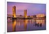 USA, California, Sacramento. Sacramento River and Tower Bridge at sunset.-Jaynes Gallery-Framed Photographic Print