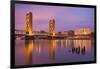 USA, California, Sacramento. Sacramento River and Tower Bridge at sunset.-Jaynes Gallery-Framed Photographic Print