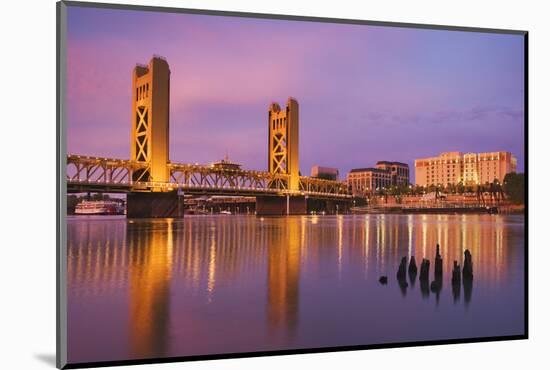 USA, California, Sacramento. Sacramento River and Tower Bridge at sunset.-Jaynes Gallery-Mounted Photographic Print