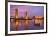 USA, California, Sacramento. Sacramento River and Tower Bridge at sunset.-Jaynes Gallery-Framed Photographic Print