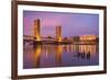 USA, California, Sacramento. Sacramento River and Tower Bridge at sunset.-Jaynes Gallery-Framed Photographic Print