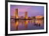USA, California, Sacramento. Sacramento River and Tower Bridge at sunset.-Jaynes Gallery-Framed Photographic Print