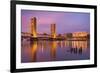 USA, California, Sacramento. Sacramento River and Tower Bridge at sunset.-Jaynes Gallery-Framed Premium Photographic Print