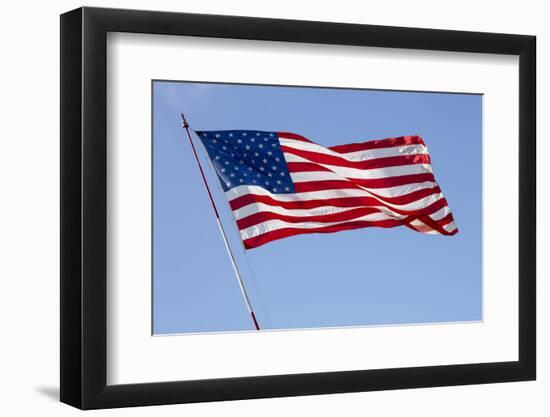 USA, California, San Diego. American flag waves above Liberty Station-Ann Collins-Framed Photographic Print