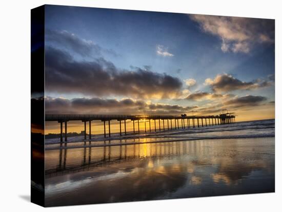 USA, California, San Diego, La Jolla. Scripps Institution of Oceanography Pier with sunset-Terry Eggers-Stretched Canvas